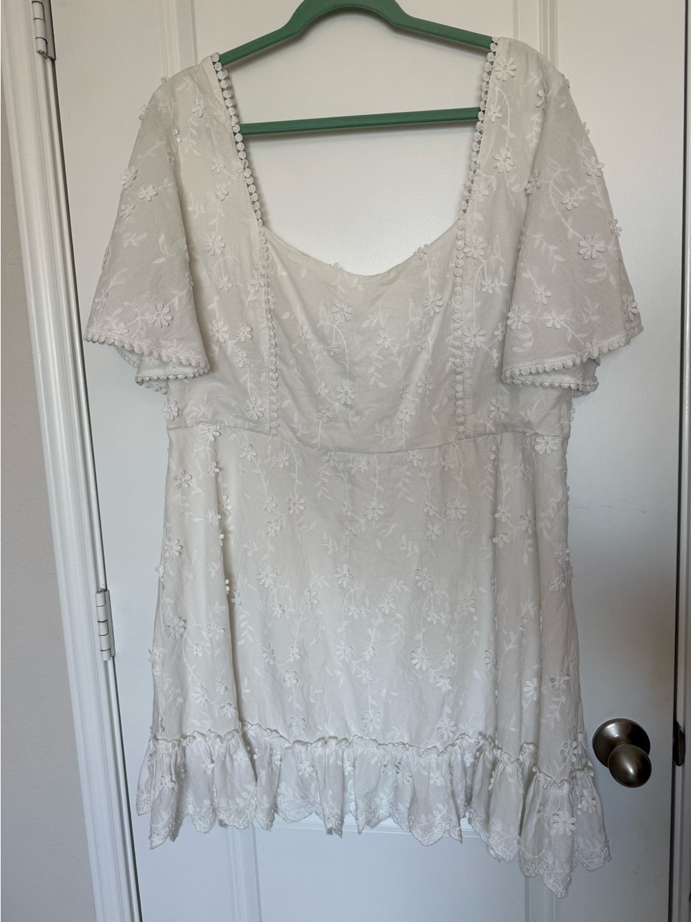 Showpo White Fancy A Spritz Mini Cotton Floral Embroidery Dress